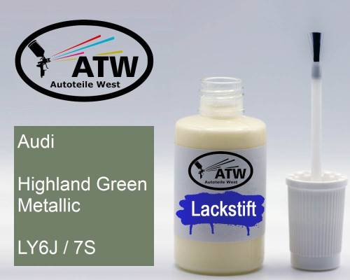 Audi, Highland Green Metallic, LY6J / 7S: 20ml Lackstift, von ATW Autoteile West.